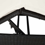Double Sun Lounger with Roof Black 205 x 129 x 200 cm PE rattan