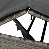 Double Sun Lounger with Roof Grey 205 x 129 x 200 cm PE rattan