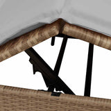 Double Sun Lounger with Roof Beige 205 x 129 x 200 cm PE rattan