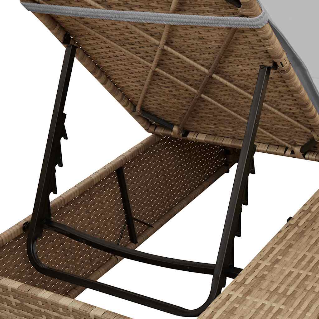 Double Sun Lounger with Roof Beige 205 x 129 x 200 cm PE rattan