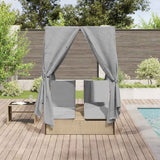 Double Sun Lounger with Roof Beige 205 x 129 x 200 cm PE rattan