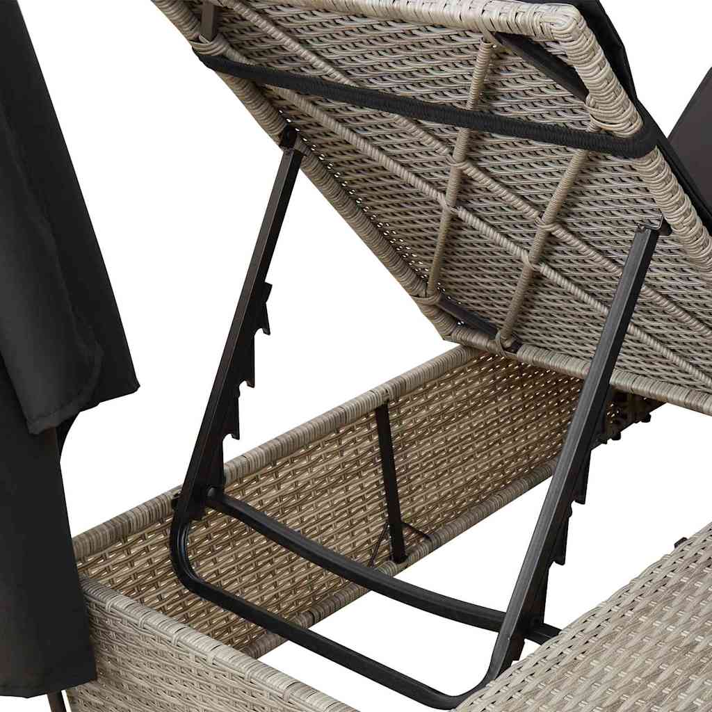 Double Sun Lounger with Roof Light grey 205 x 129 x 200 cm
