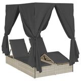 Double Sun Lounger with Roof Light grey 205 x 129 x 200 cm