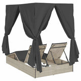 Double Sun Lounger with Roof Light grey 205 x 129 x 200 cm