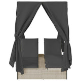 Double Sun Lounger with Roof Light grey 205 x 129 x 200 cm