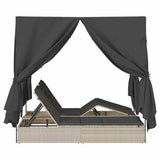 Double Sun Lounger with Roof Light grey 205 x 129 x 200 cm
