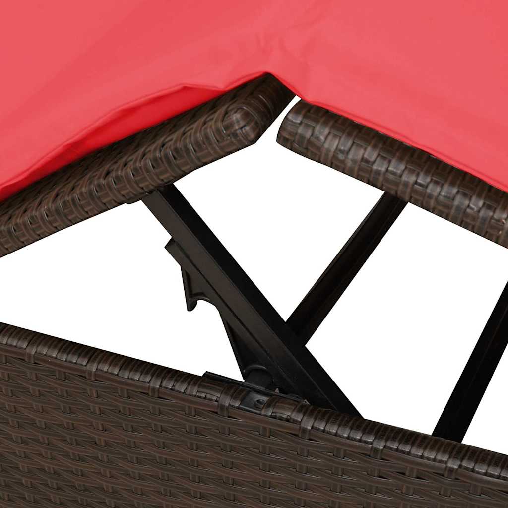 Double Sun Lounger with Roof Brown 205 x 129 x 200 cm PE rattan