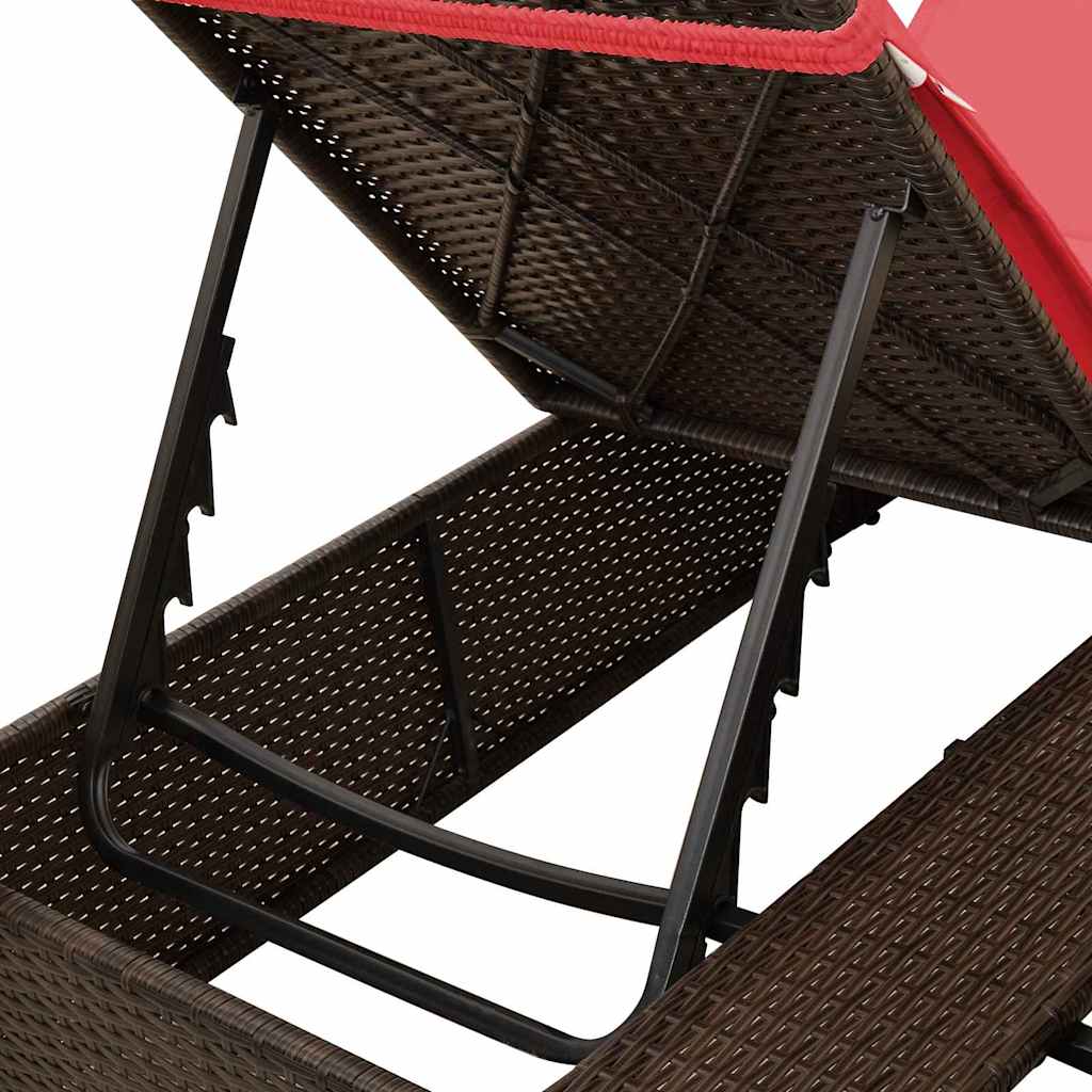 Double Sun Lounger with Roof Brown 205 x 129 x 200 cm PE rattan