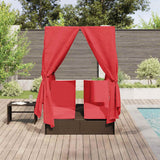 Double Sun Lounger with Roof Brown 205 x 129 x 200 cm PE rattan