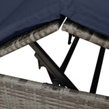 Double Sun Lounger with Roof Grey 205 x 129 x 200 cm PE rattan