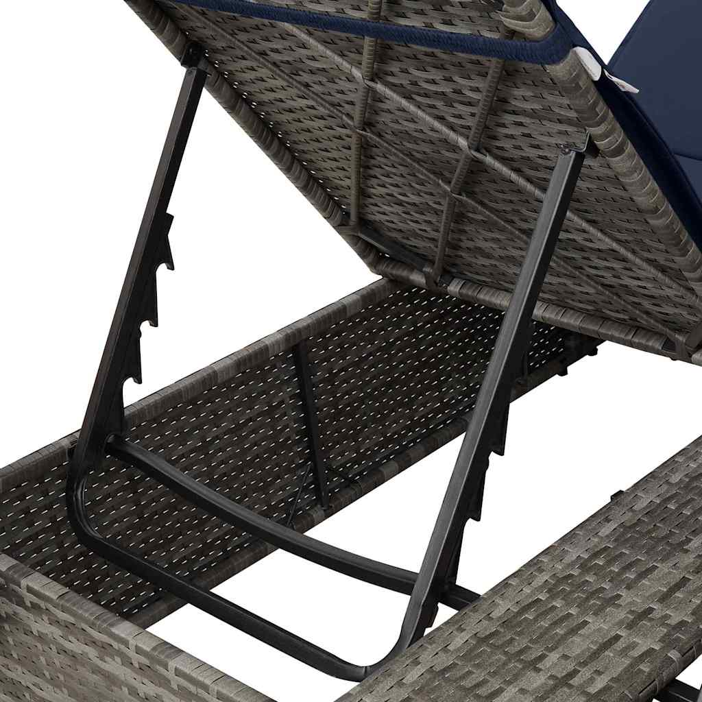 Double Sun Lounger with Roof Grey 205 x 129 x 200 cm PE rattan