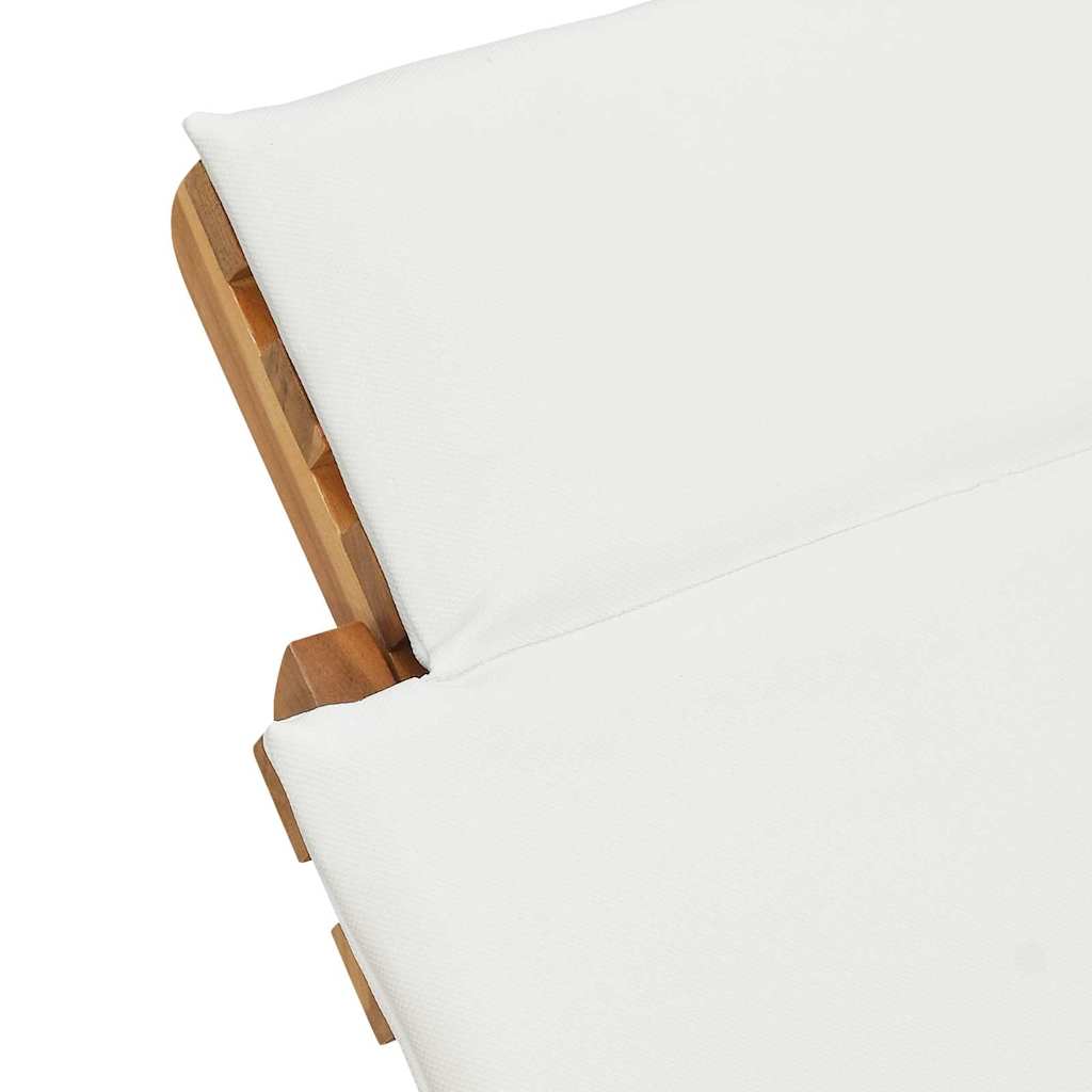 Sun Lounger Cream white 188 x 55 x 59 cm Solid teak wood