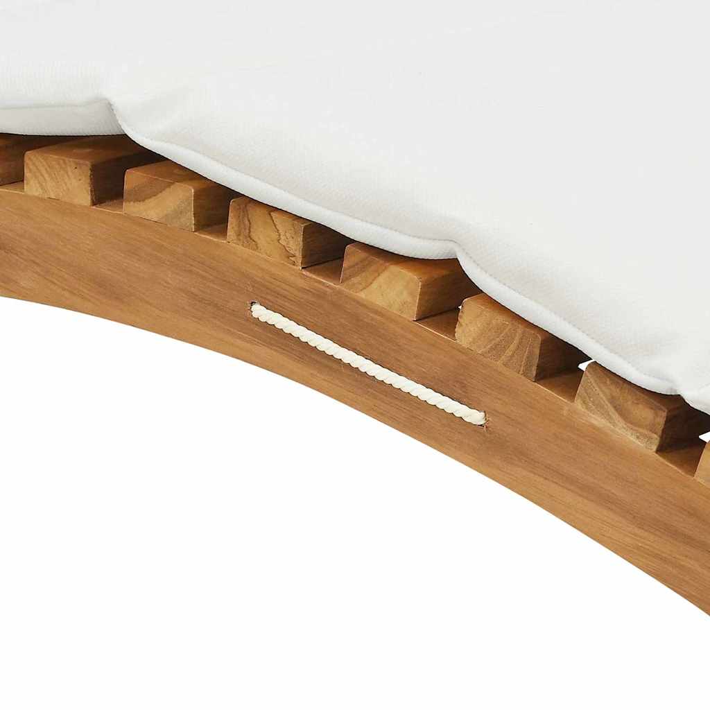 Sun Lounger Cream white 188 x 55 x 59 cm Solid teak wood