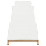 Sun Lounger Cream white 188 x 55 x 59 cm Solid teak wood