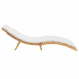 Sun Lounger Cream white 188 x 55 x 59 cm Solid teak wood