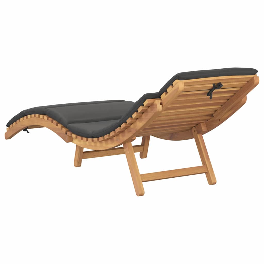 Sun Lounger Dark grey 188 x 55 x 59 cm Solid teak wood