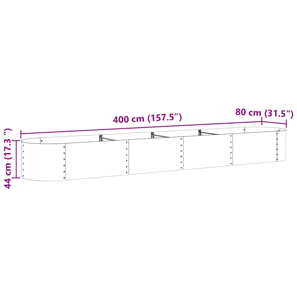 Garden Raised Bed Brown 400 x 80 x 44 cm Steel