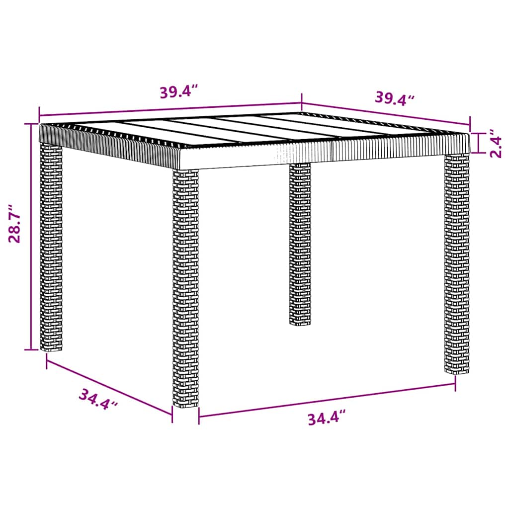 Garden Table Brown 100 x 100 x 73 cm Poly Rattan