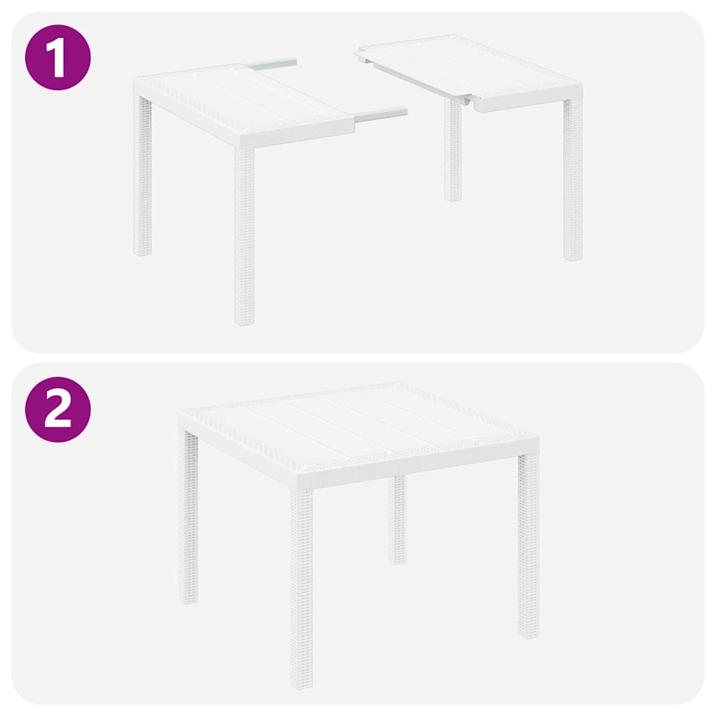 Garden Table White 100 x 100 x 73 cm Poly Rattan