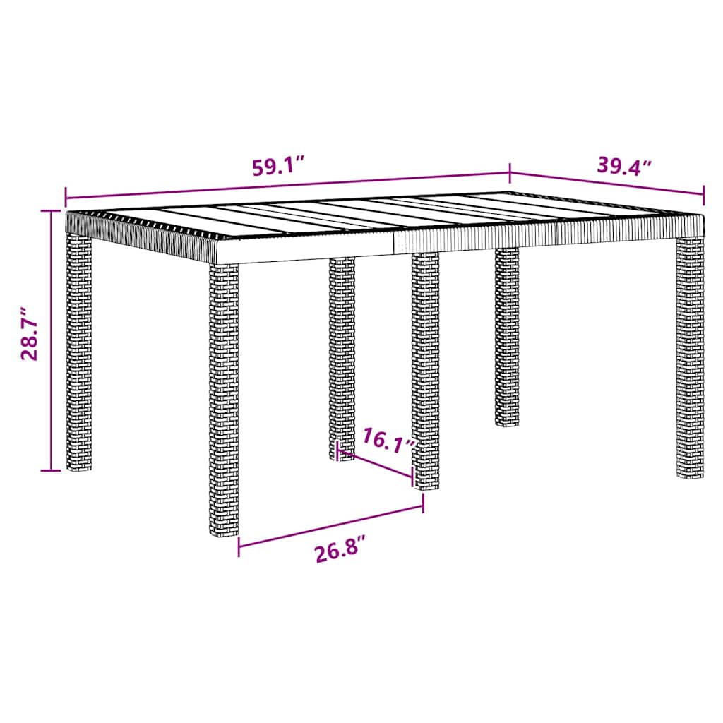 Garden Table Anthracite 150 x 100 x 73 cm Poly Rattan