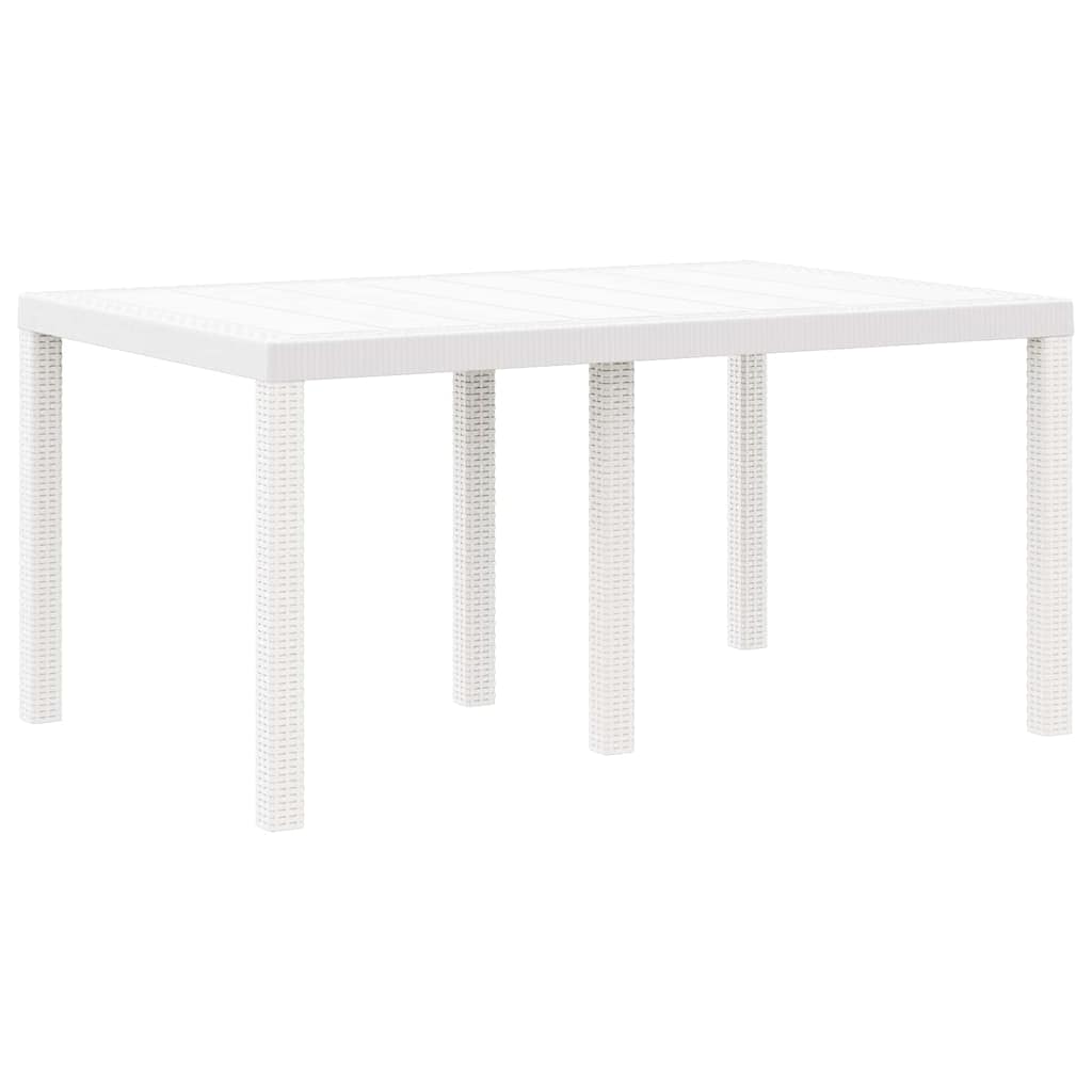 Garden Table White 150 x 100 x 73 cm Poly Rattan