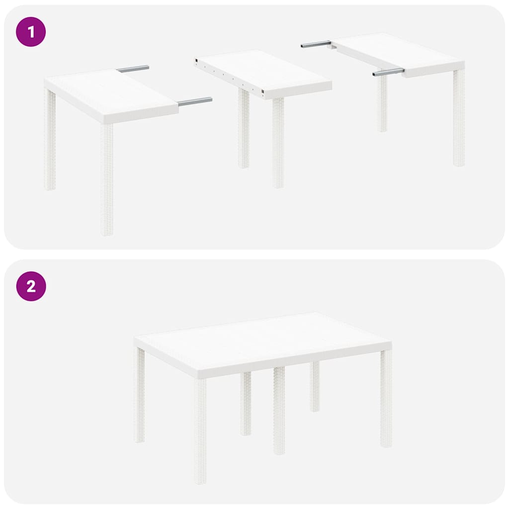 Garden Table White 150 x 100 x 73 cm Poly Rattan