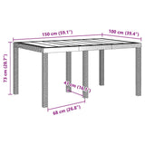 Garden Table White 150 x 100 x 73 cm Poly Rattan