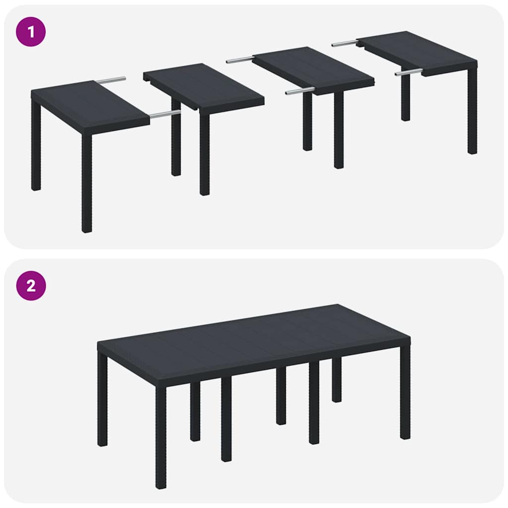 Garden Table Anthracite 200 x 100 x 73 cm Poly Rattan