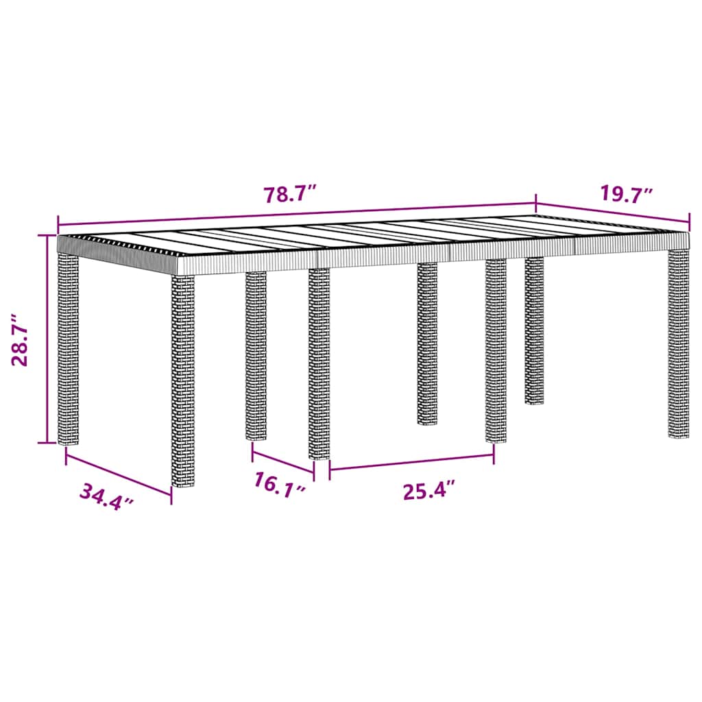 Garden Table Anthracite 200 x 100 x 73 cm Poly Rattan