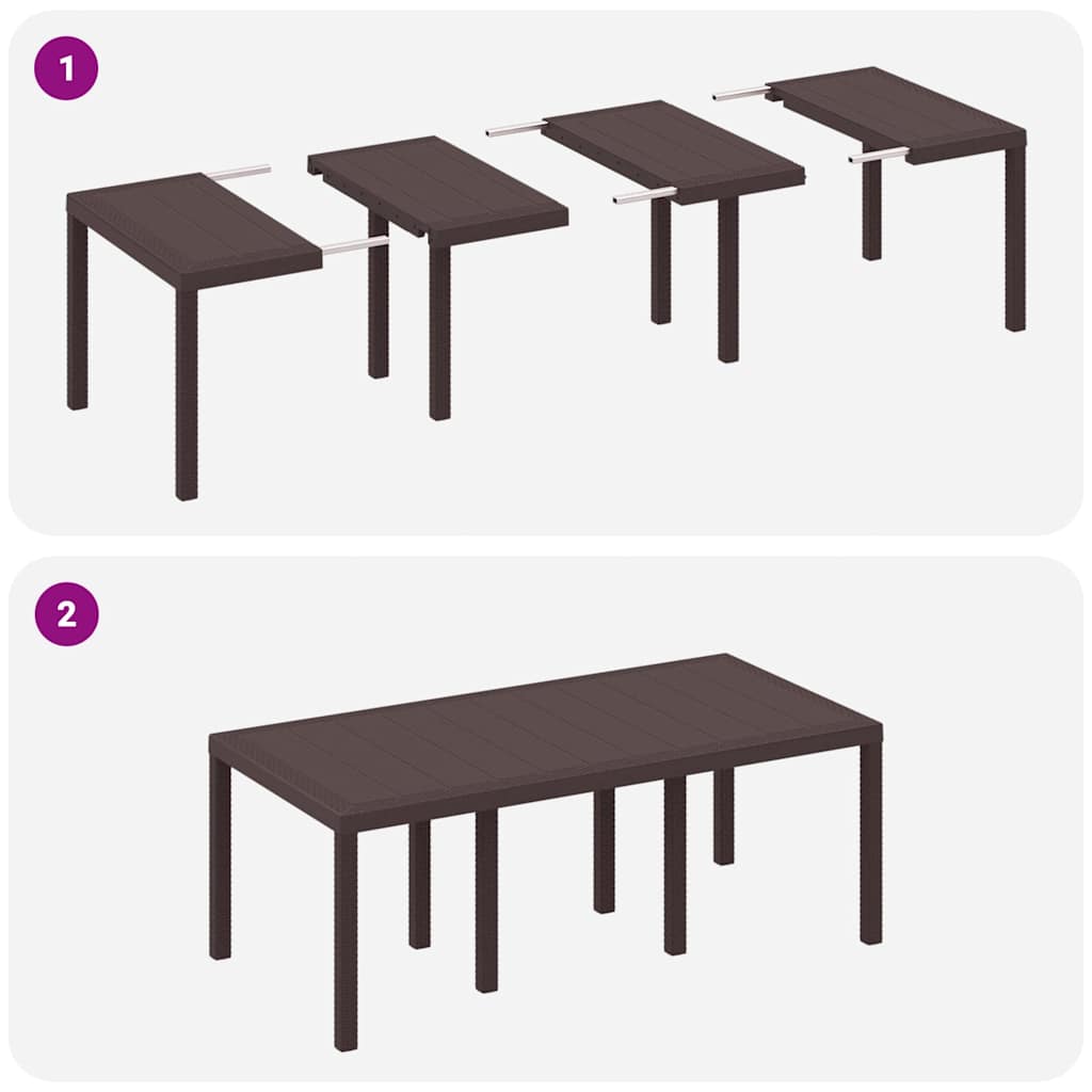 Garden Table Brown 200 x 100 x 73 cm Poly Rattan