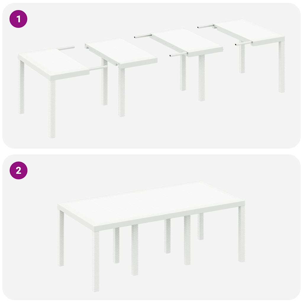 Garden Table White 200 x 100 x 73 cm Poly Rattan