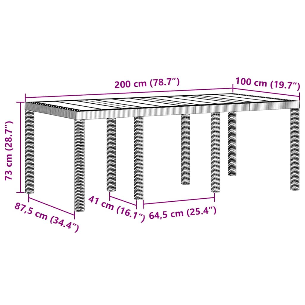 Garden Table White 200 x 100 x 73 cm Poly Rattan