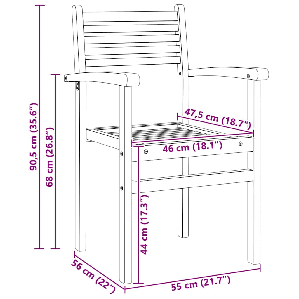 Garden Stacking Chairs 4 pcs Brown 55.5 x 55.5 x 90 cm