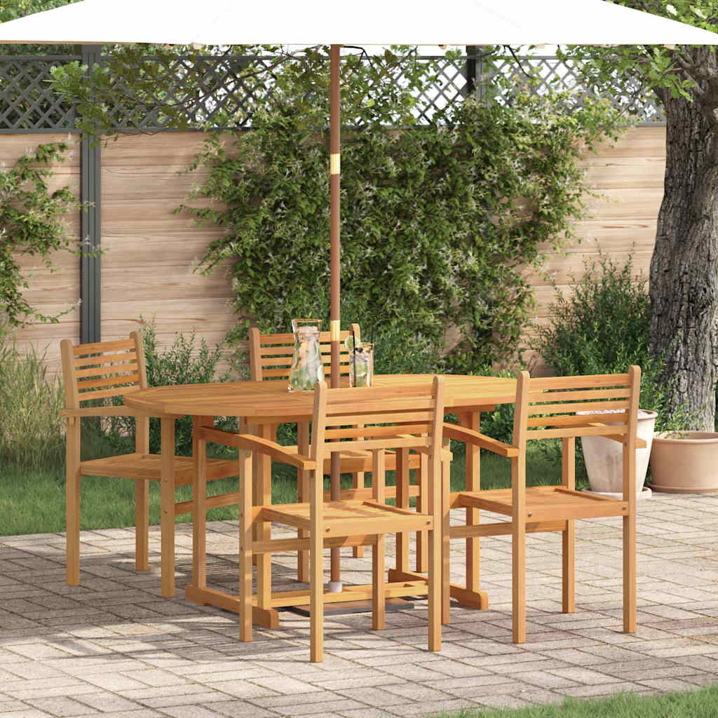 Garden Dining Set 5 pcs Brown Solid teak wood