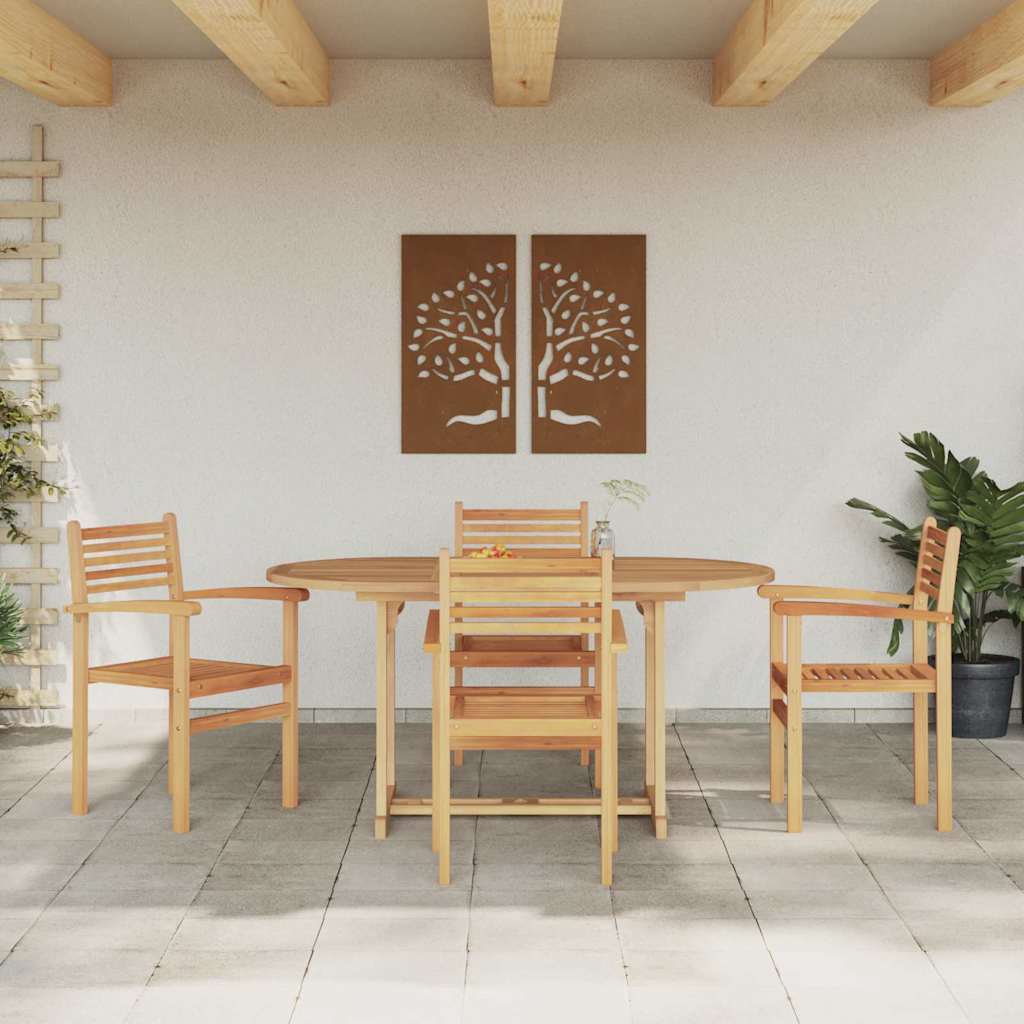 Garden Dining Set 5 pcs Brown Solid teak wood