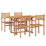Garden Dining Set 5 pcs Brown Solid teak wood