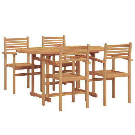 Garden Dining Set 5 pcs Brown Solid teak wood