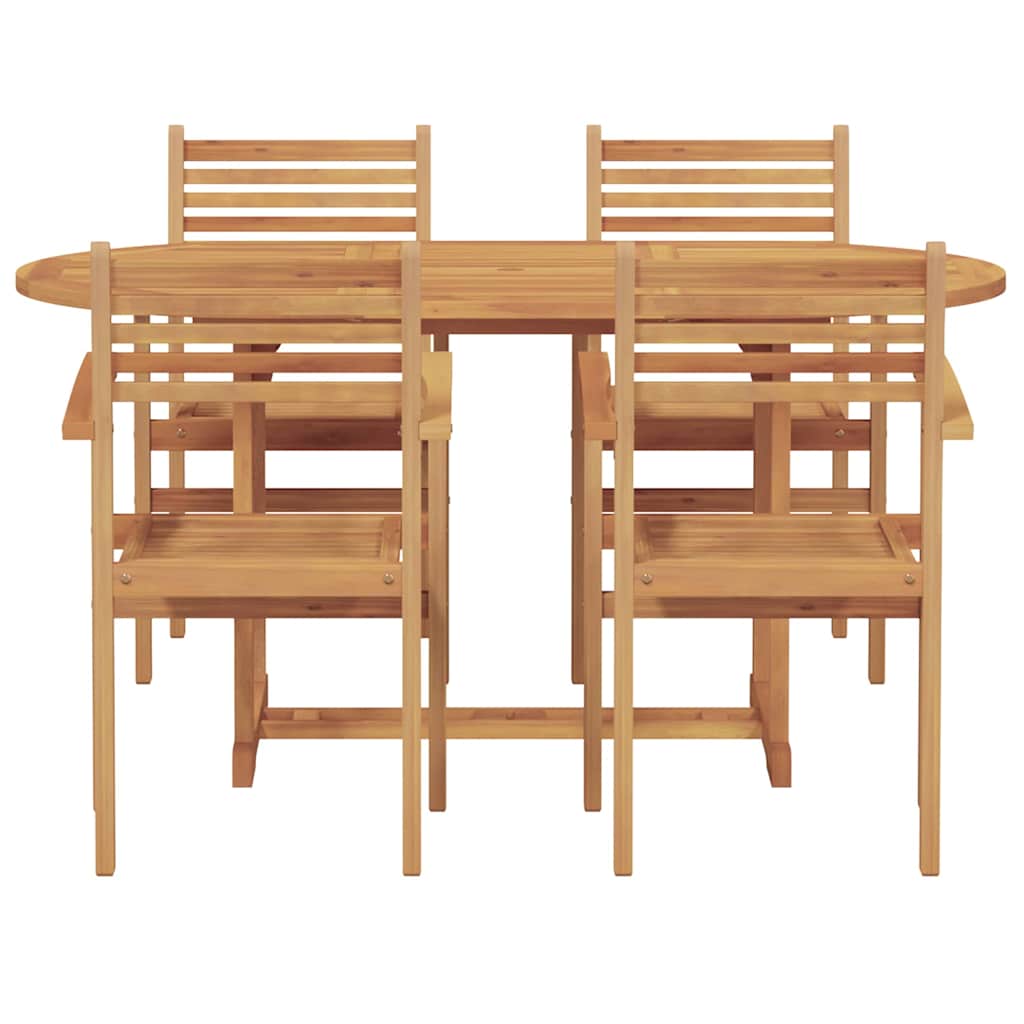 Garden Dining Set 5 pcs Brown Solid teak wood