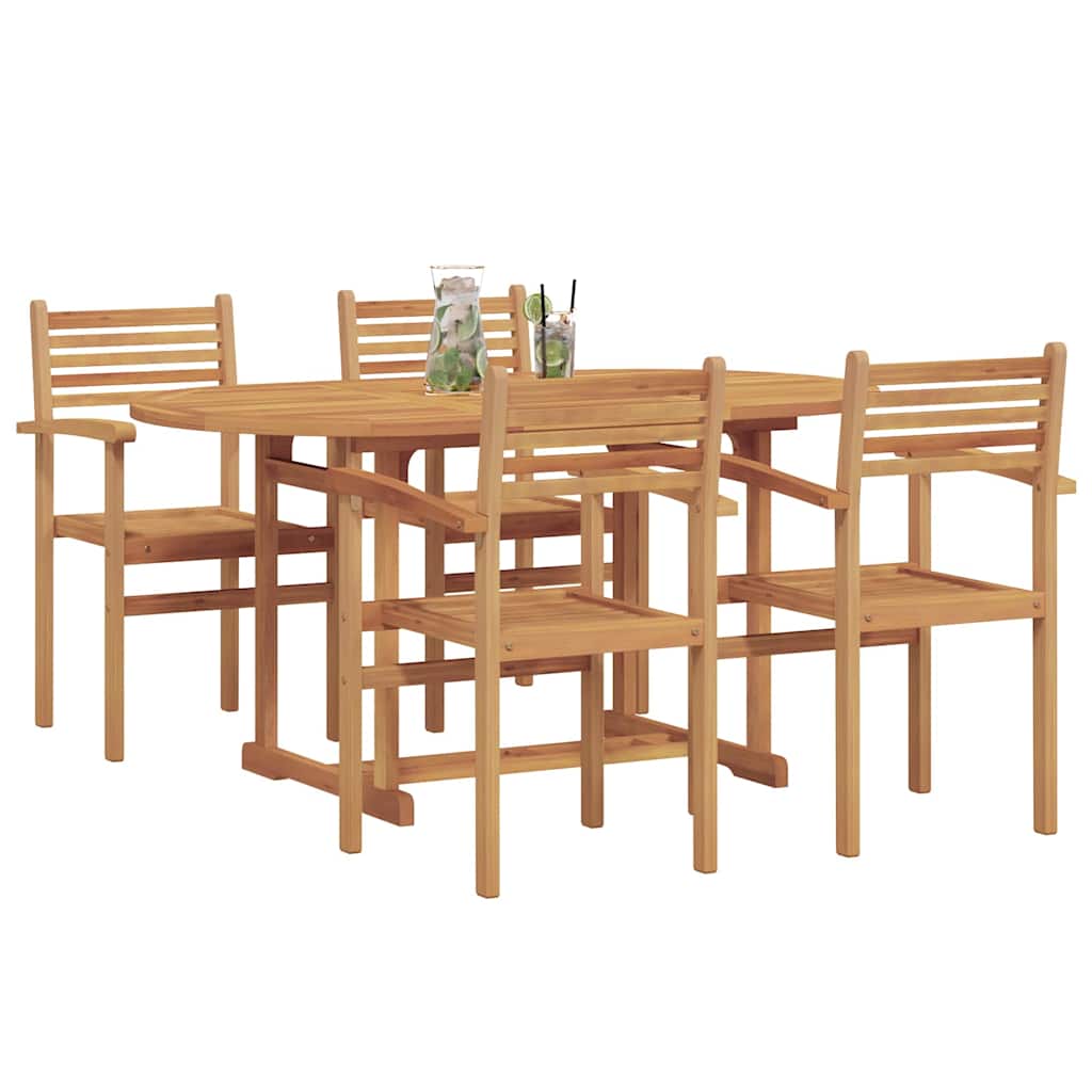 Garden Dining Set 5 pcs Brown Solid teak wood