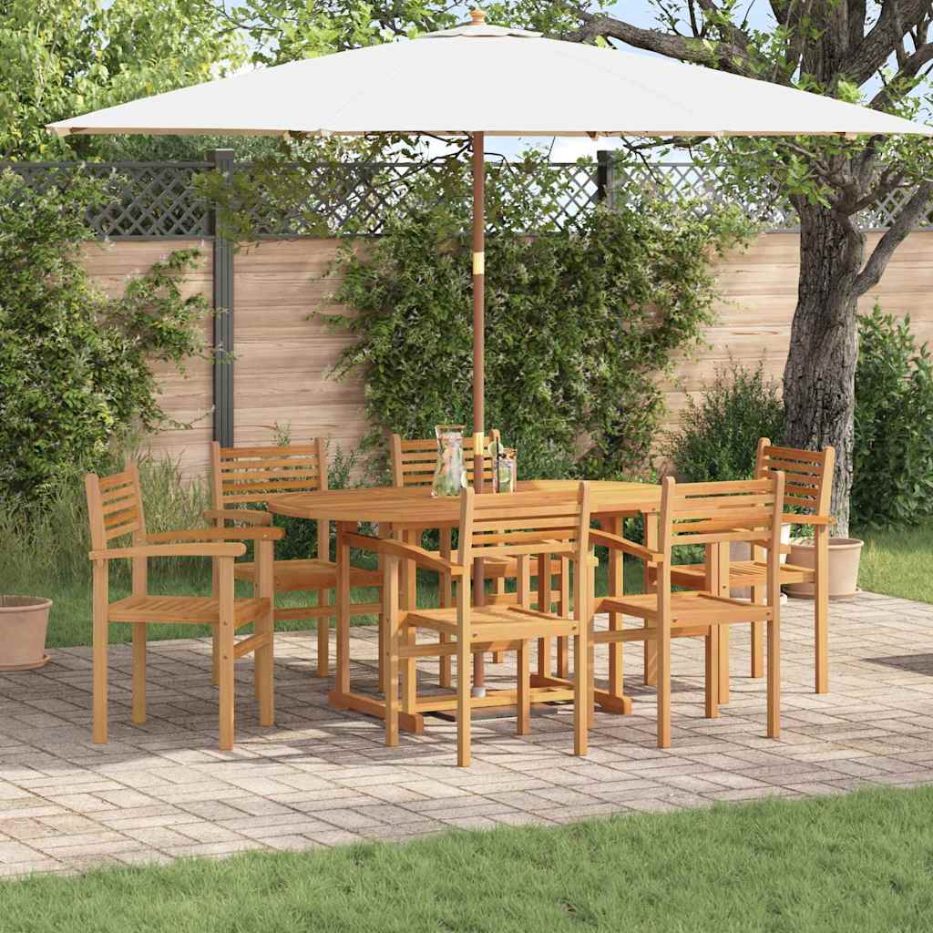 Garden Dining Set 7 pcs Brown Solid teak wood