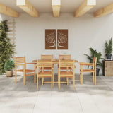 Garden Dining Set 7 pcs Brown Solid teak wood
