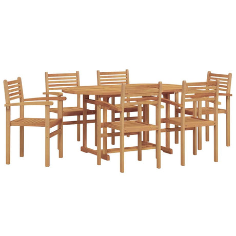 Garden Dining Set 7 pcs Brown Solid teak wood