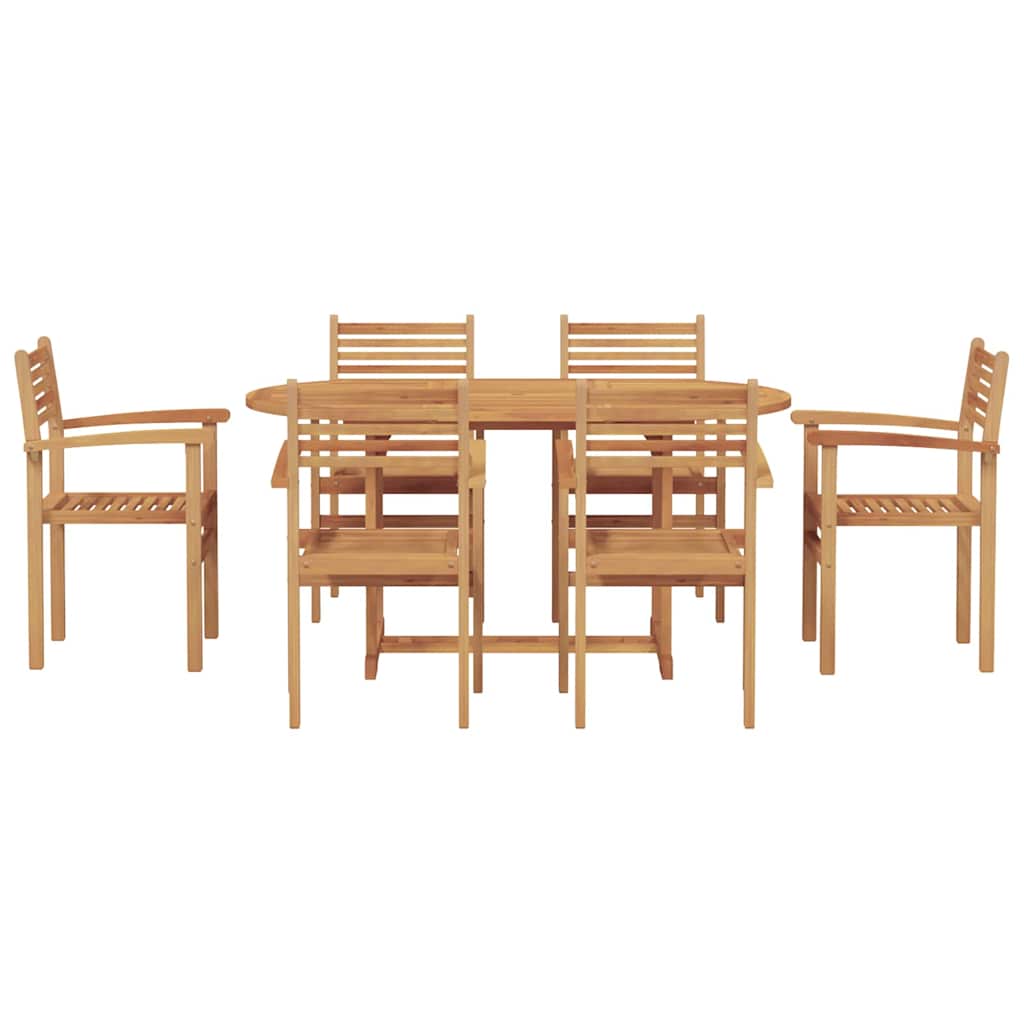 Garden Dining Set 7 pcs Brown Solid teak wood