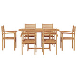 Garden Dining Set 7 pcs Brown Solid teak wood