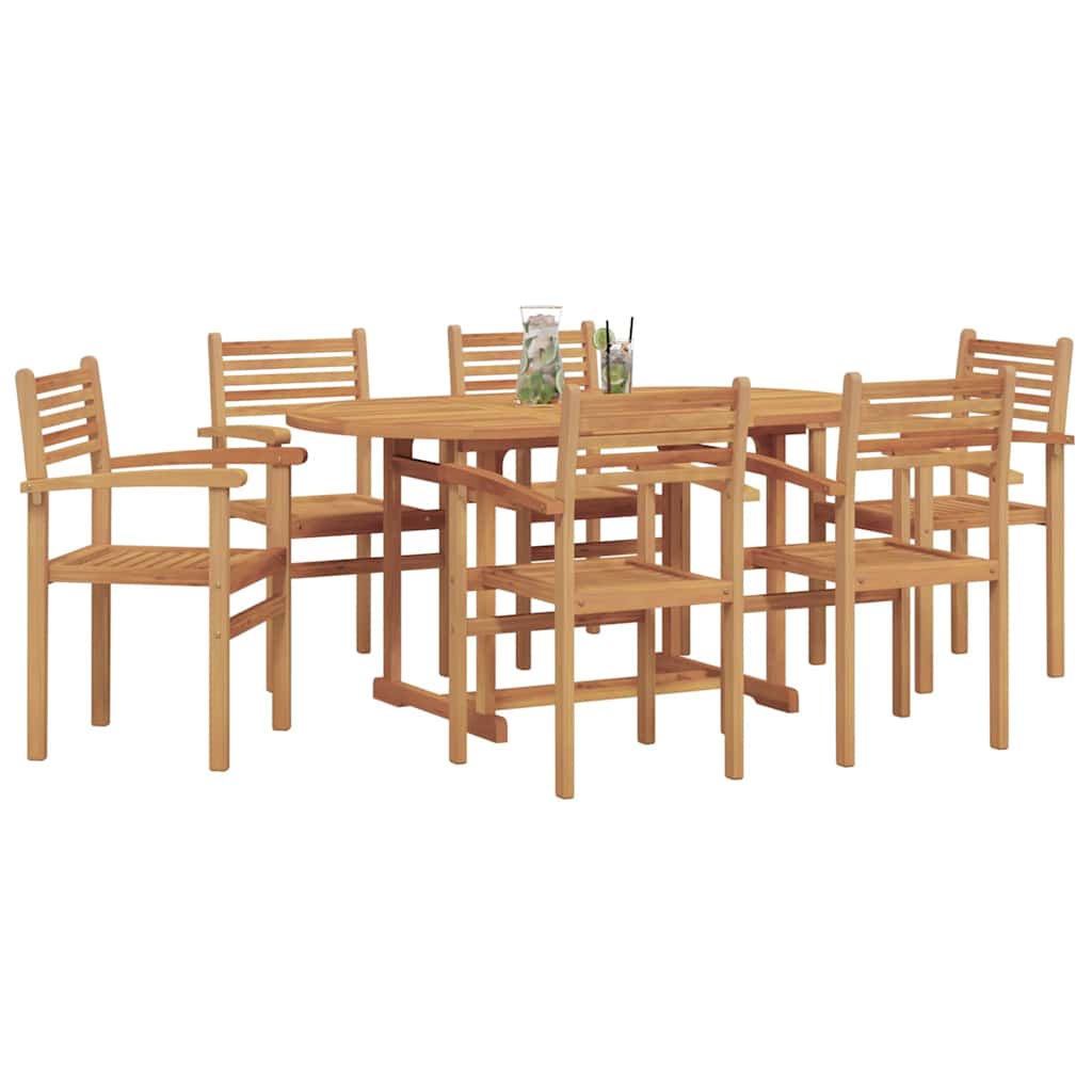 Garden Dining Set 7 pcs Brown Solid teak wood