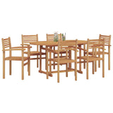 Garden Dining Set 7 pcs Brown Solid teak wood