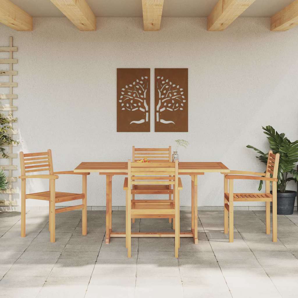 Garden Dining Set 5 pcs Brown Solid teak wood