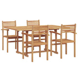 Garden Dining Set 5 pcs Brown Solid teak wood