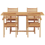 Garden Dining Set 5 pcs Brown Solid teak wood