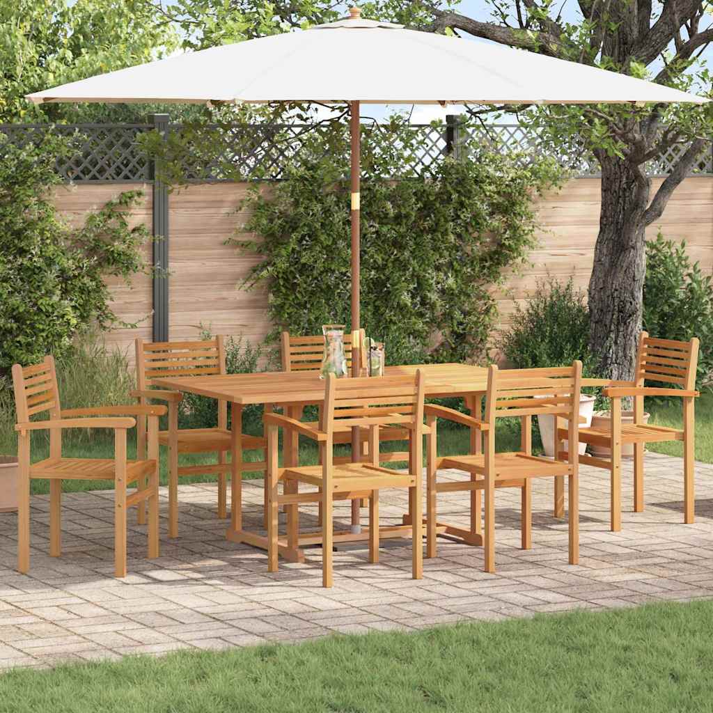 Garden Dining Set 7 pcs Brown Solid teak wood